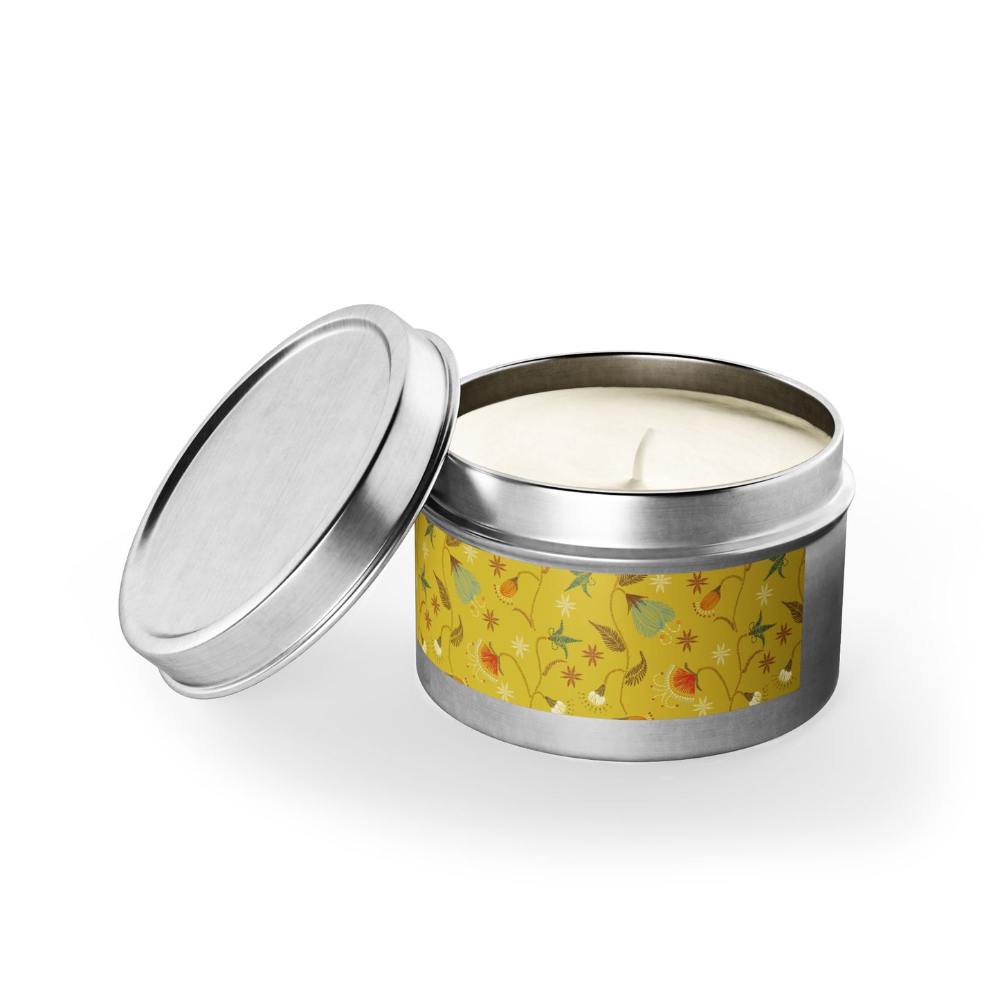Boho Floral Tin Candle - Aromatic Home and Travel Decor for Relaxation, Eco-Friendly, Sustainable