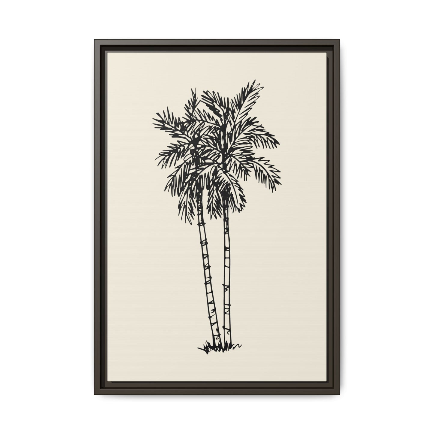 Vintage Palm Tree Coastal Matte Canvas Art, Wood Framed, Eco-Friendly, Sustainable