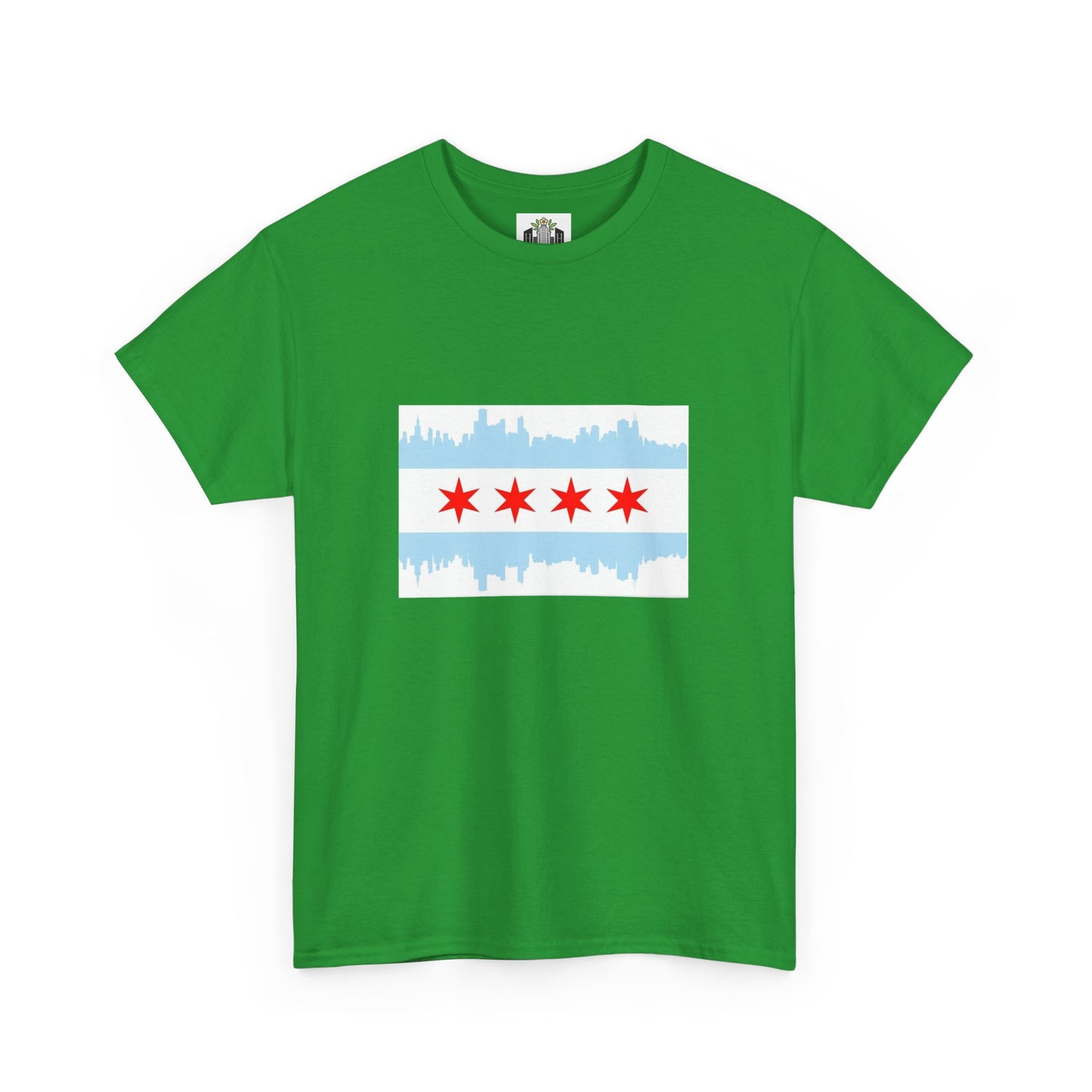 Chicago Skyline Flag Unisex Cotton T-Shirt, Eco-Friendly, Sustainable