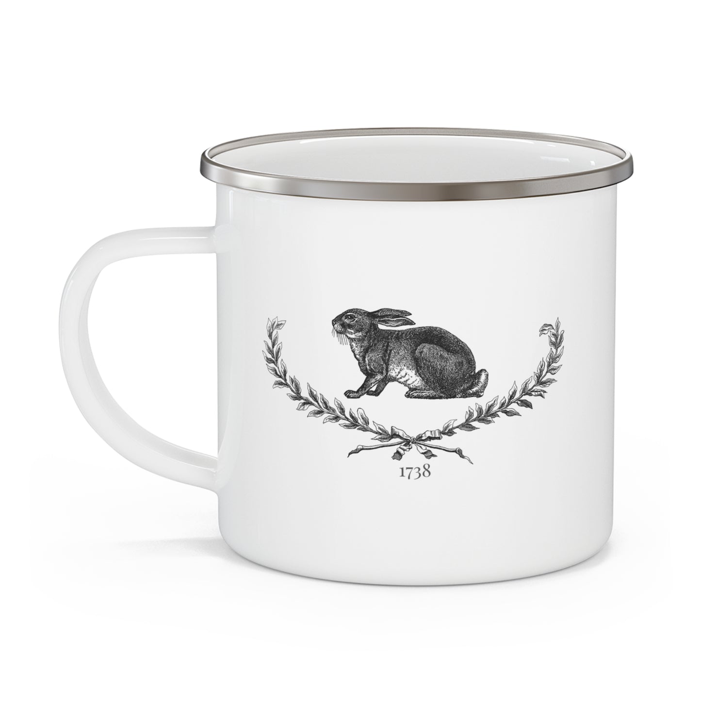 Minimalist Farmhouse Vintage Rabbit Stainless Steel Eco Enameled Mug, Eco-Friendly, Sustainable