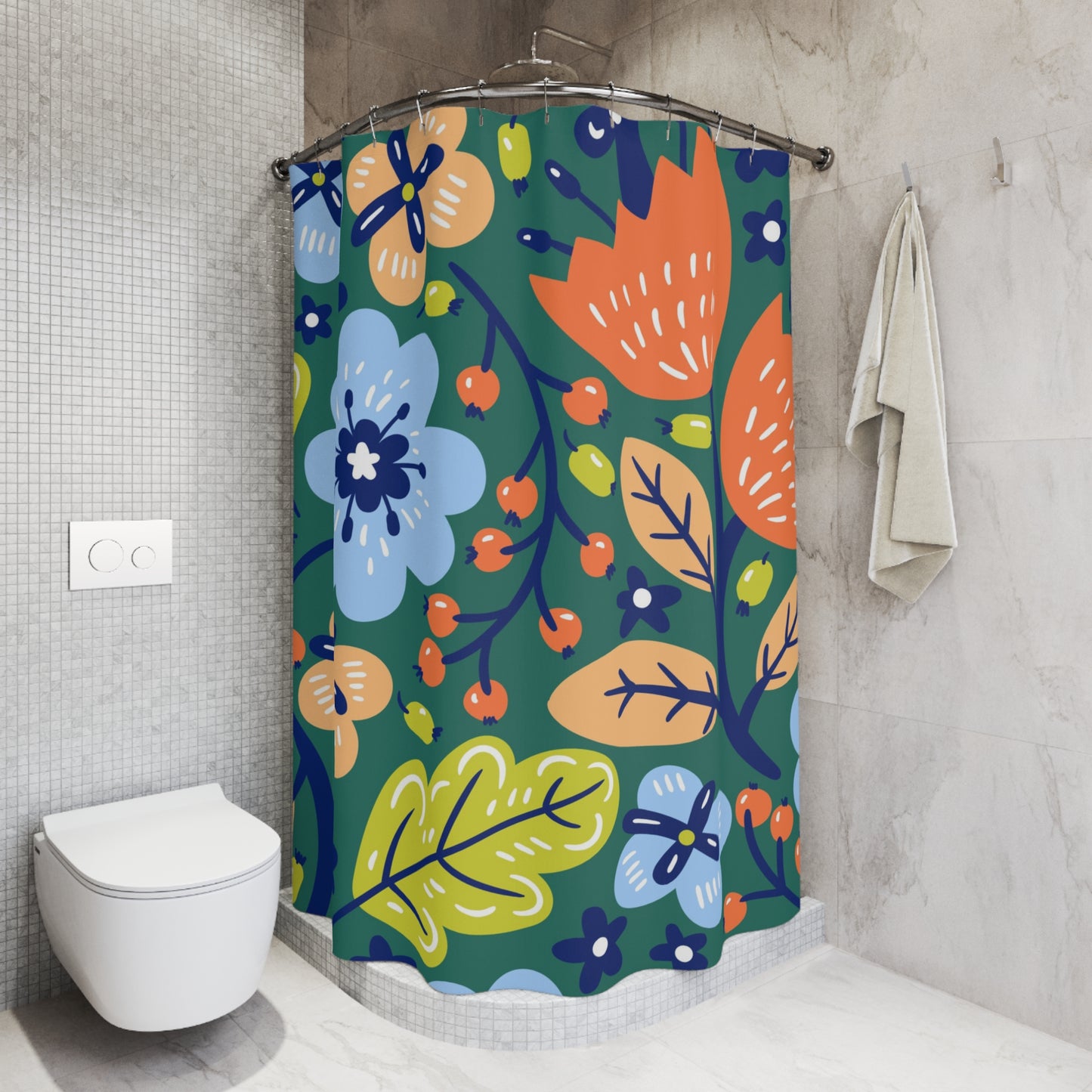 Retro Floral Shower Curtain