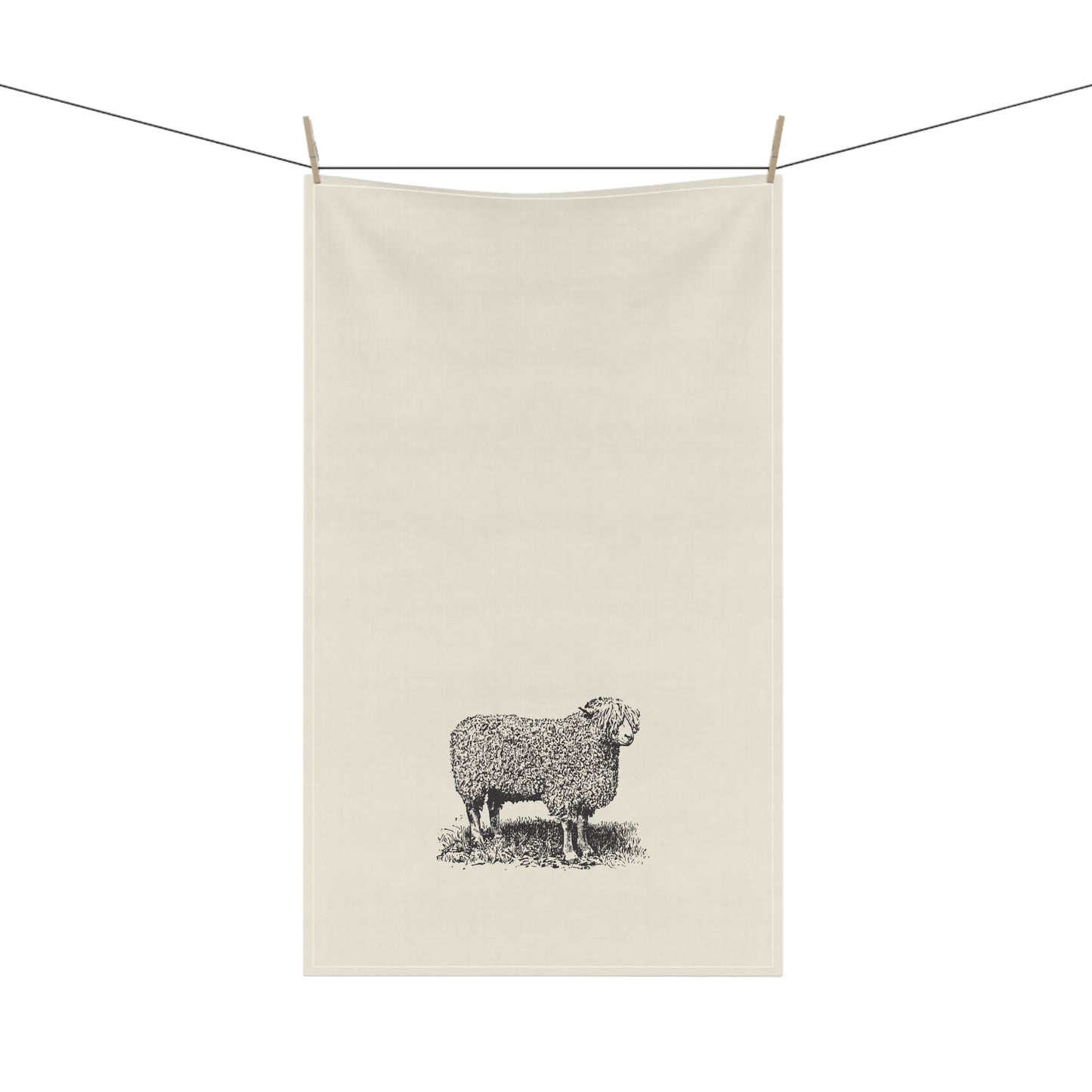 Cotton Tea Towel - Minimalist Farmhouse Vintage Sheep Design, Eco-Friendly, Sustainable