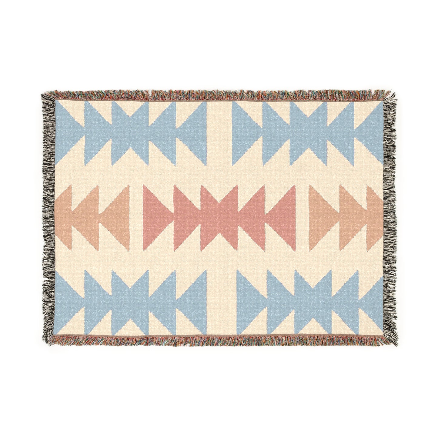 Western Boho Woven Beach Picnic Festival Blanket Southwest Decor Cotton Throw - Native Inspired Design with Tassel, Eco-Friendly, Sustainable