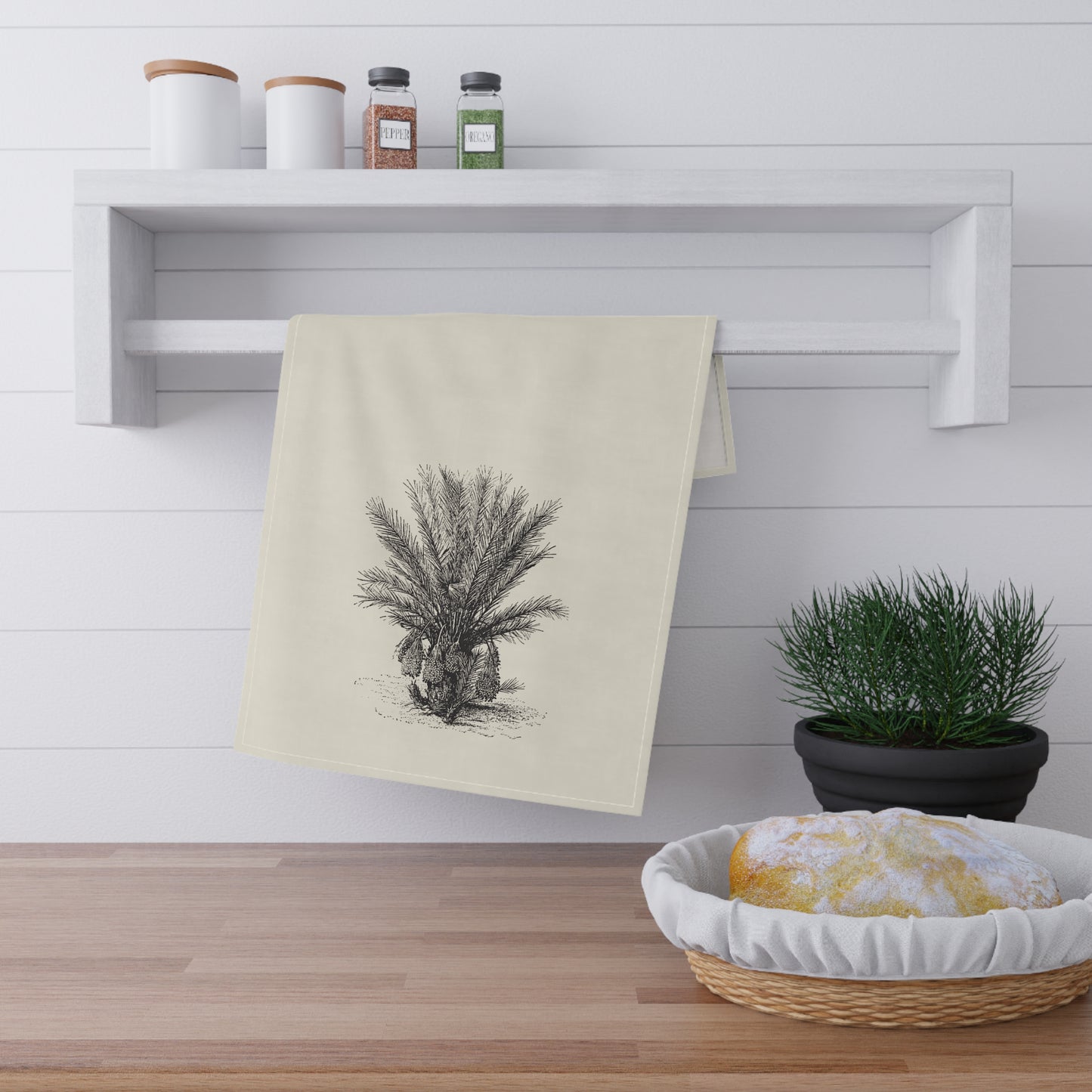 Palm Tree Cotton Tea Towel, Tropical, Coastal, Minimalist, Eco-Friendly, Sustainable