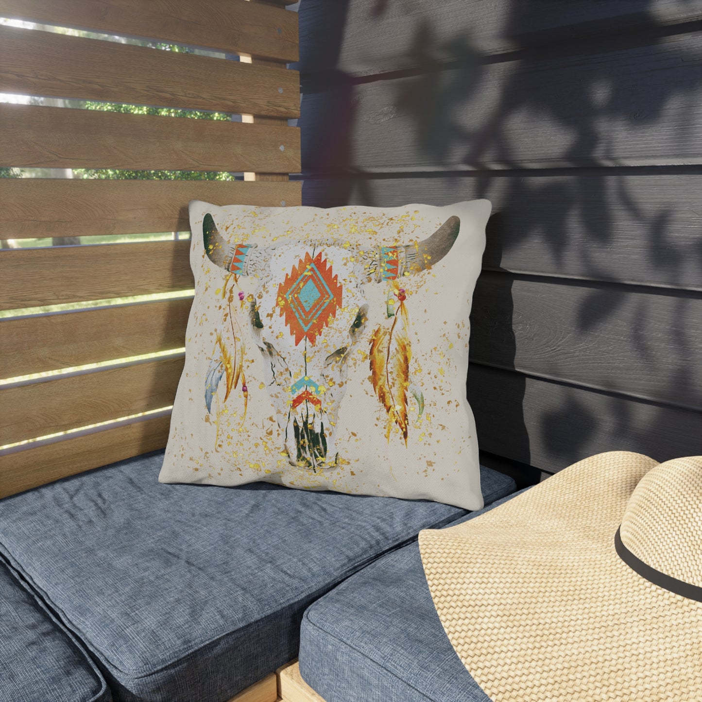 Boho Western Waterproof, Spill Proof Pillow, Indoor, Outdoor, Rustic Western Decor, Southwestern Home