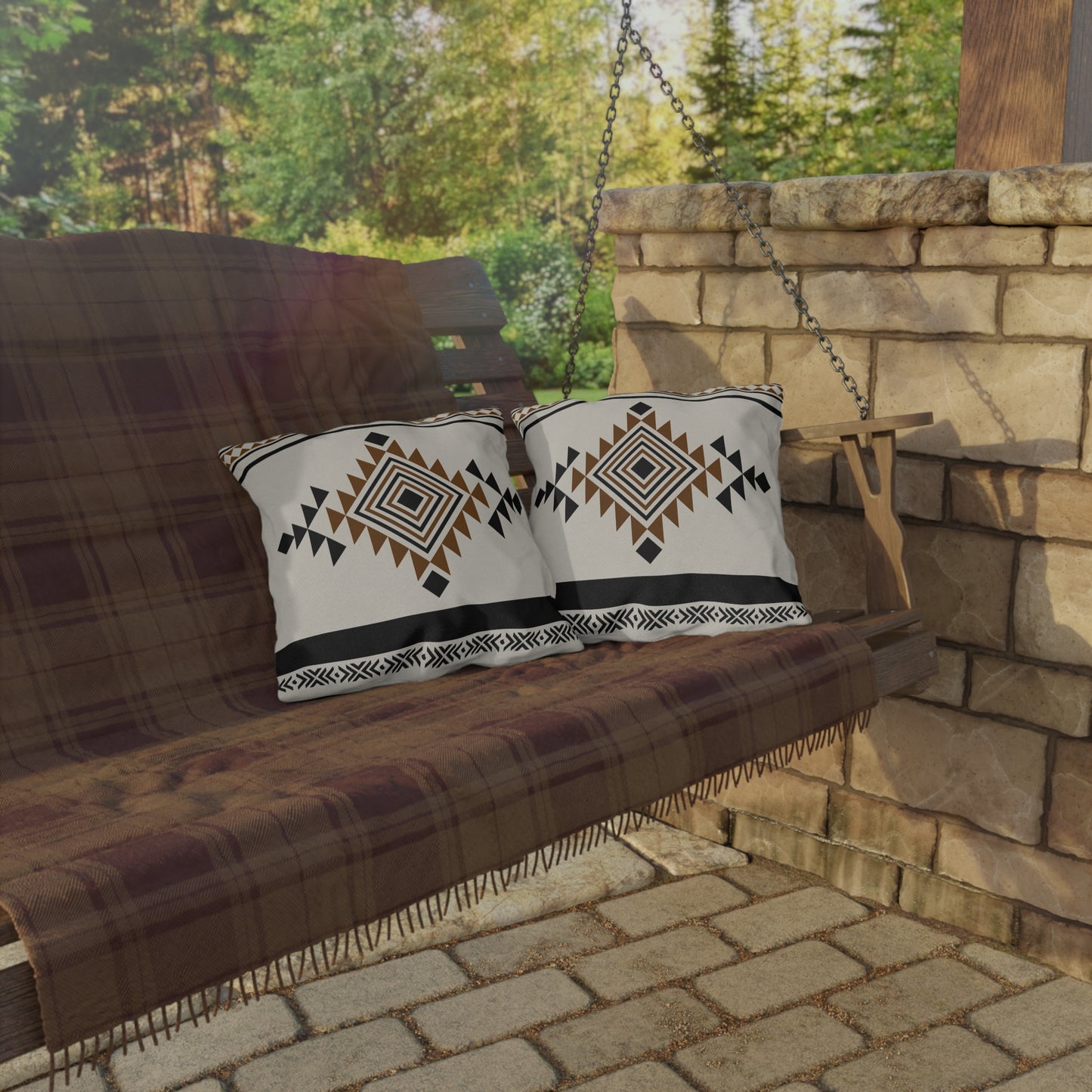 Outdoor Pillow - Western Throw Pillow for Patio, Waterproof, Boho, Tribal, Southwestern Decor, Indoor, Outdoor