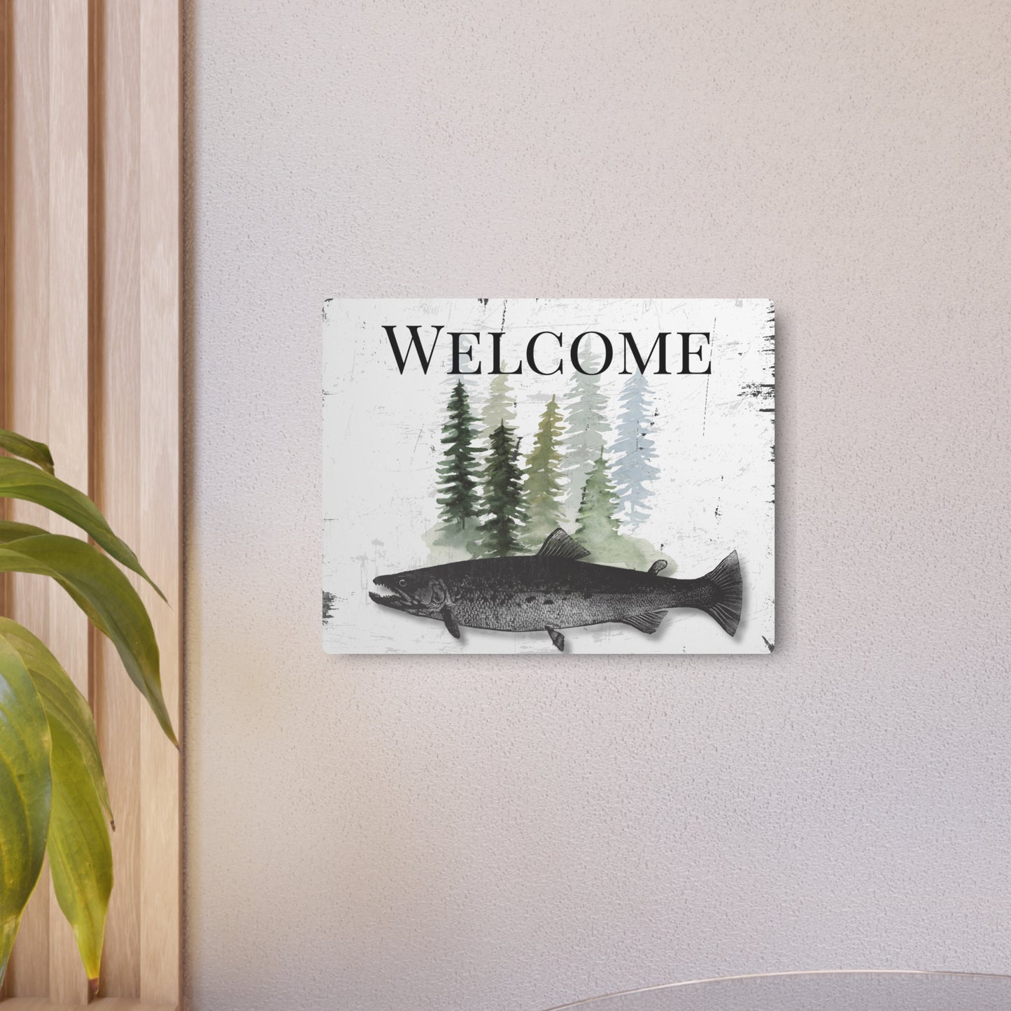 Rustic Metal Trout Welcome Sign for Front Door, Home Décor, Cabin, Summer Vacation Home, Eco-Friendly, Sustainable
