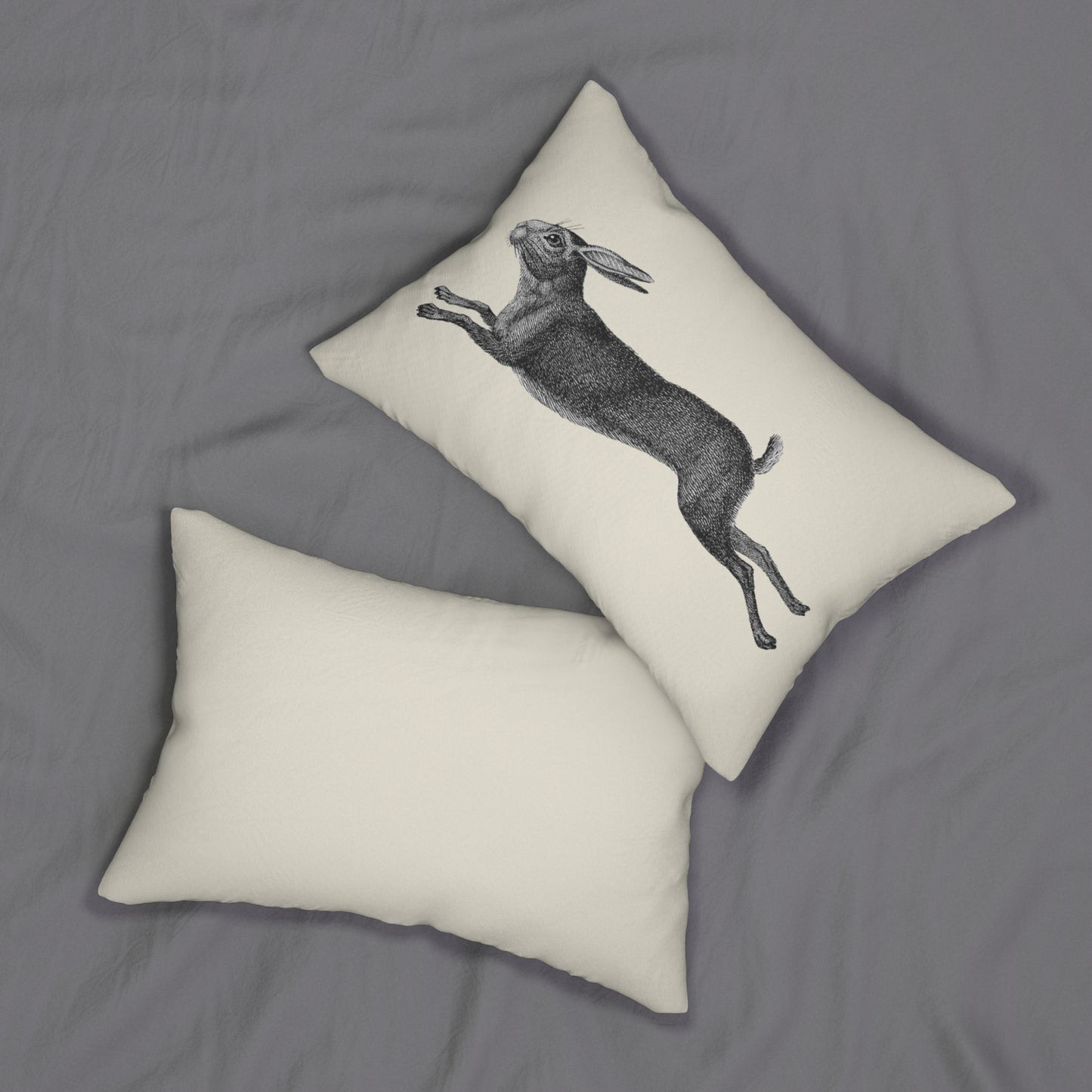 Minimalist Farmhouse Vintage Rabbit Throw Pillow, Eco-Friendly, Sustainable