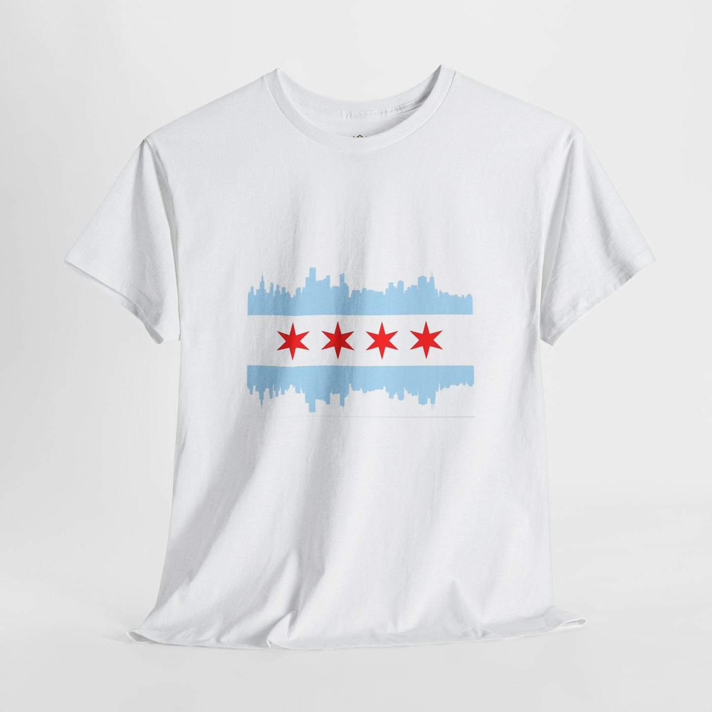 Chicago Skyline Flag Unisex Cotton T-Shirt, Eco-Friendly, Sustainable