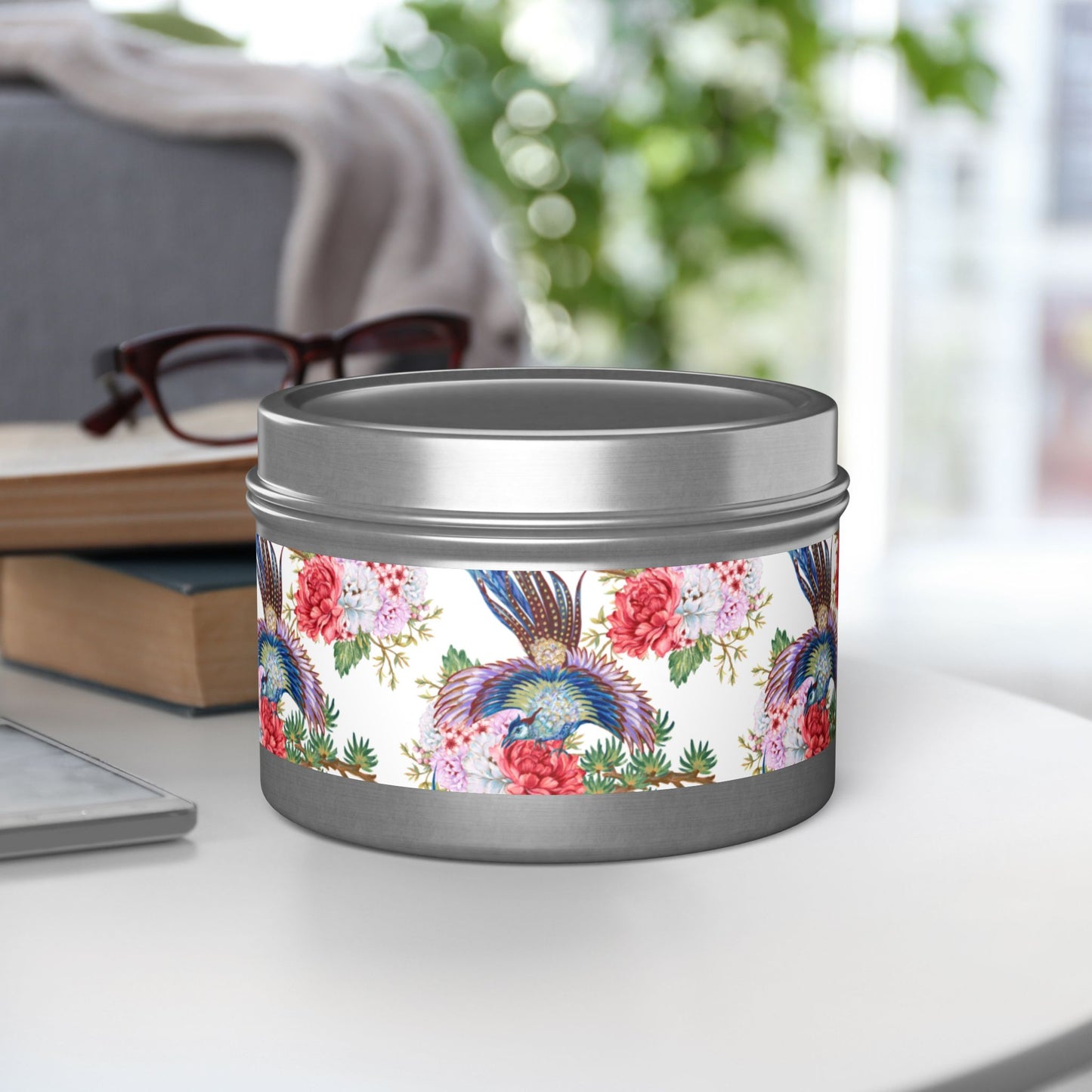 Floral Tin Candle - Aromatic Home and Travel Decor for Relaxation, Eco-Friendly, Sustainable