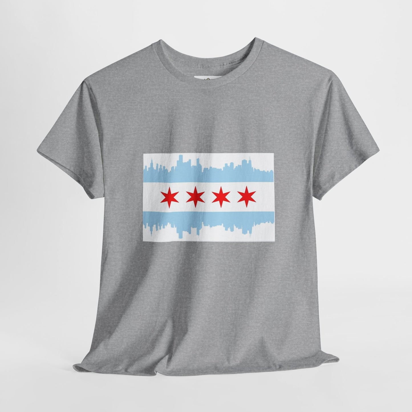 Chicago Skyline Flag Unisex Cotton T-Shirt, Eco-Friendly, Sustainable