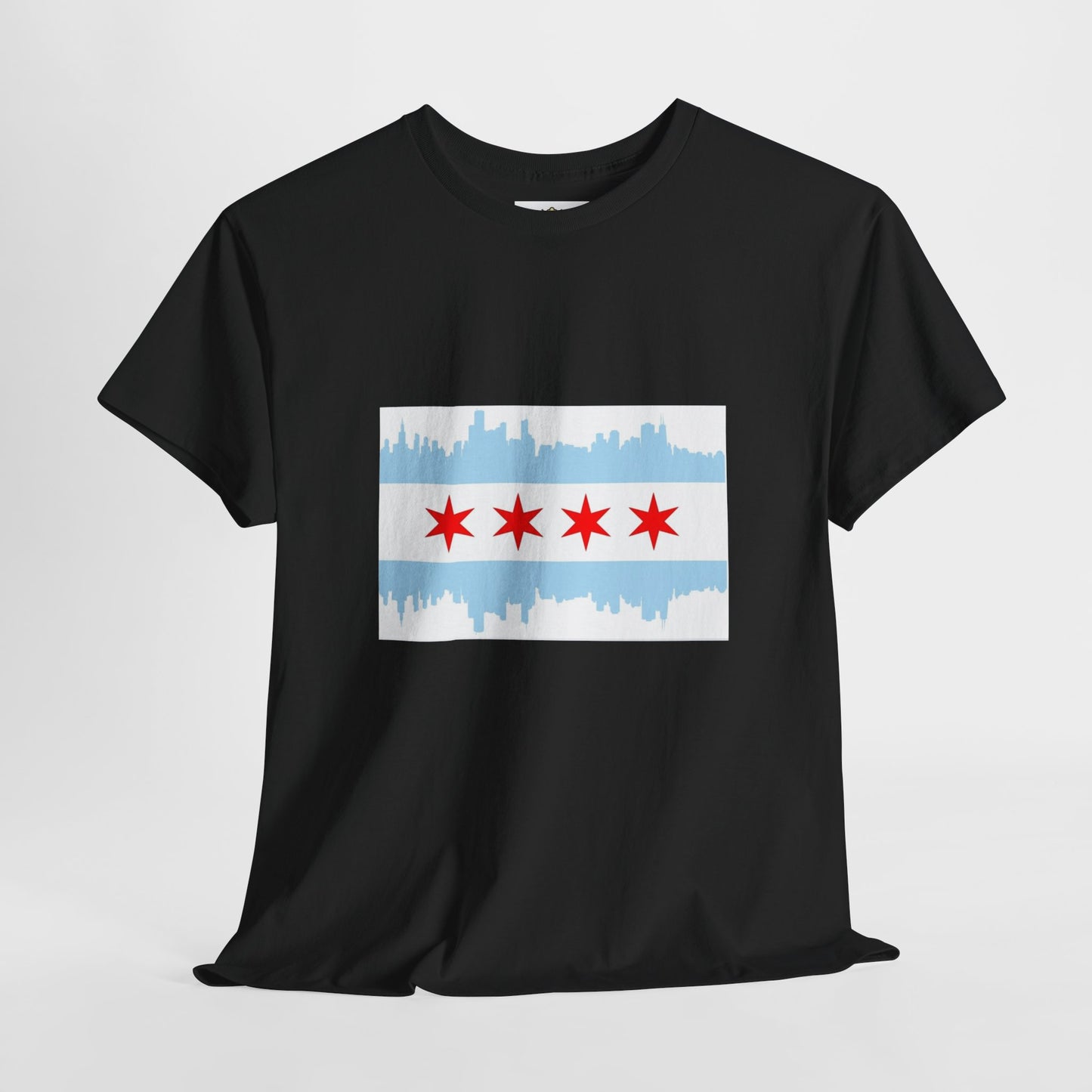 Chicago Skyline Flag Unisex Cotton T-Shirt, Eco-Friendly, Sustainable