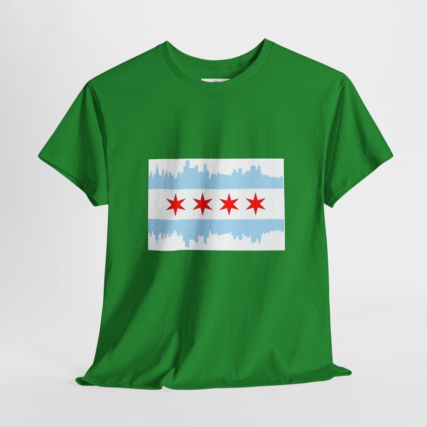 Chicago Skyline Flag Unisex Cotton T-Shirt, Eco-Friendly, Sustainable