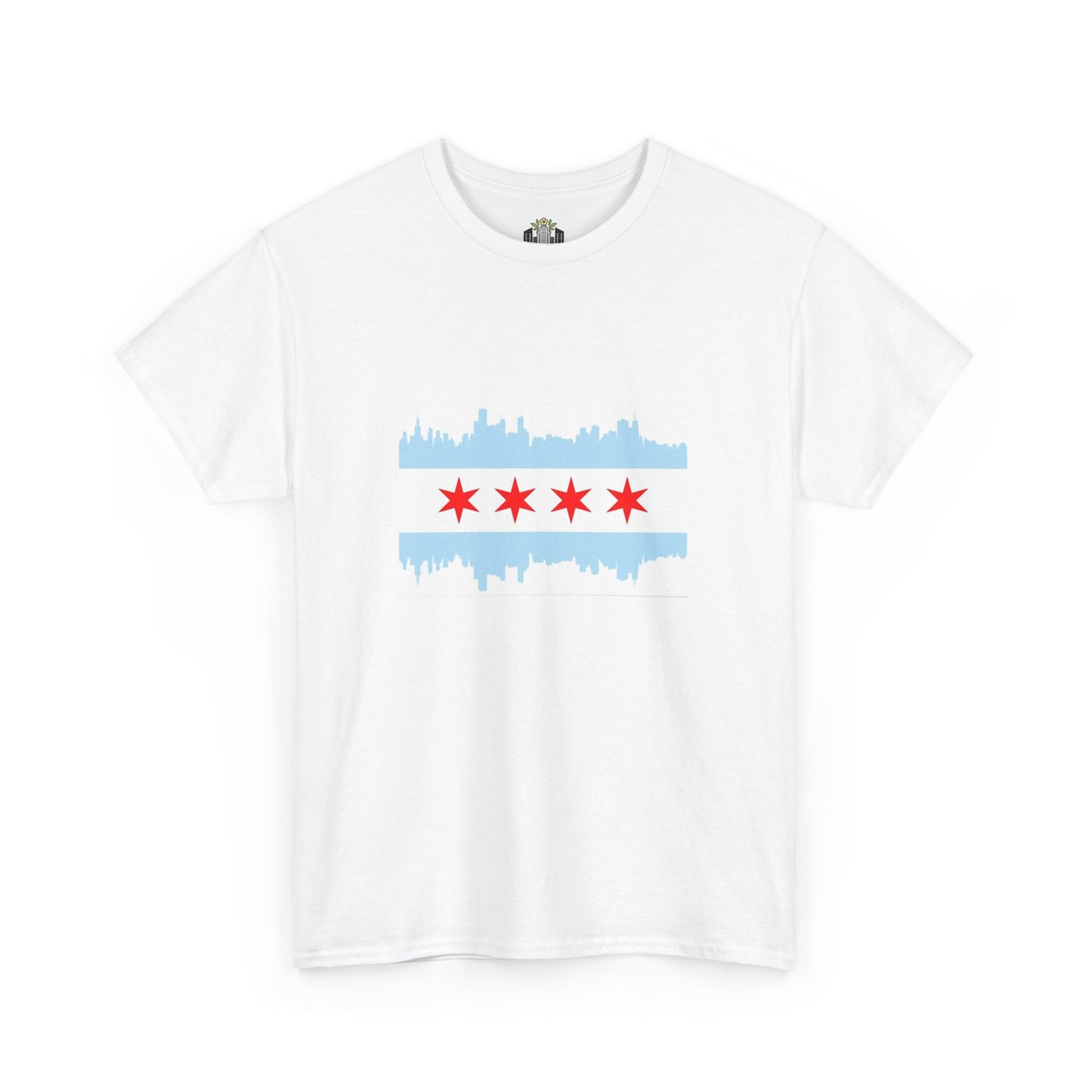 Chicago Skyline Flag Unisex Cotton T-Shirt, Eco-Friendly, Sustainable