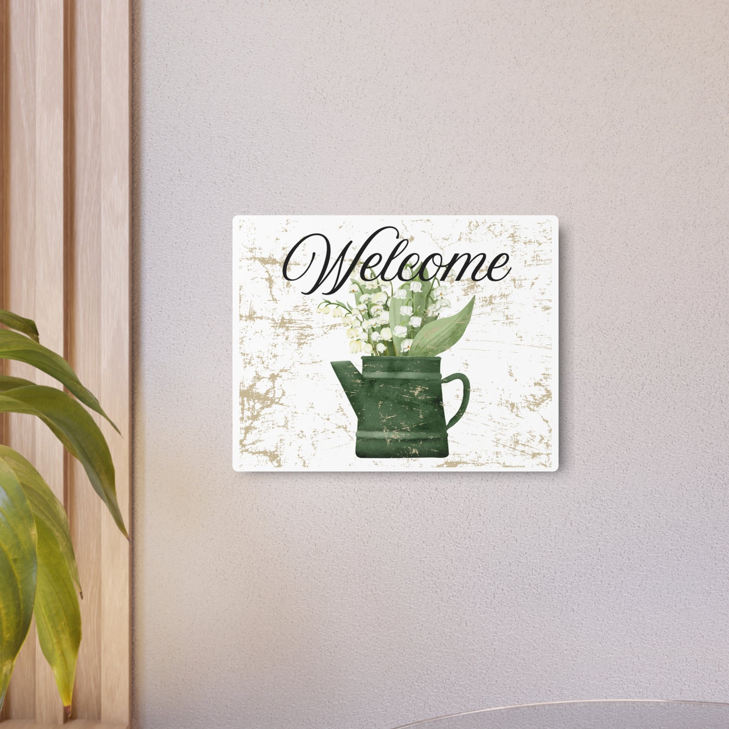 Spring Flowers Welcome Metal Front Door Sign, Rustic Home Decor, Warm Greetings, Cabins, Summer Lake Houses, Eco-Friendly, Sustainable