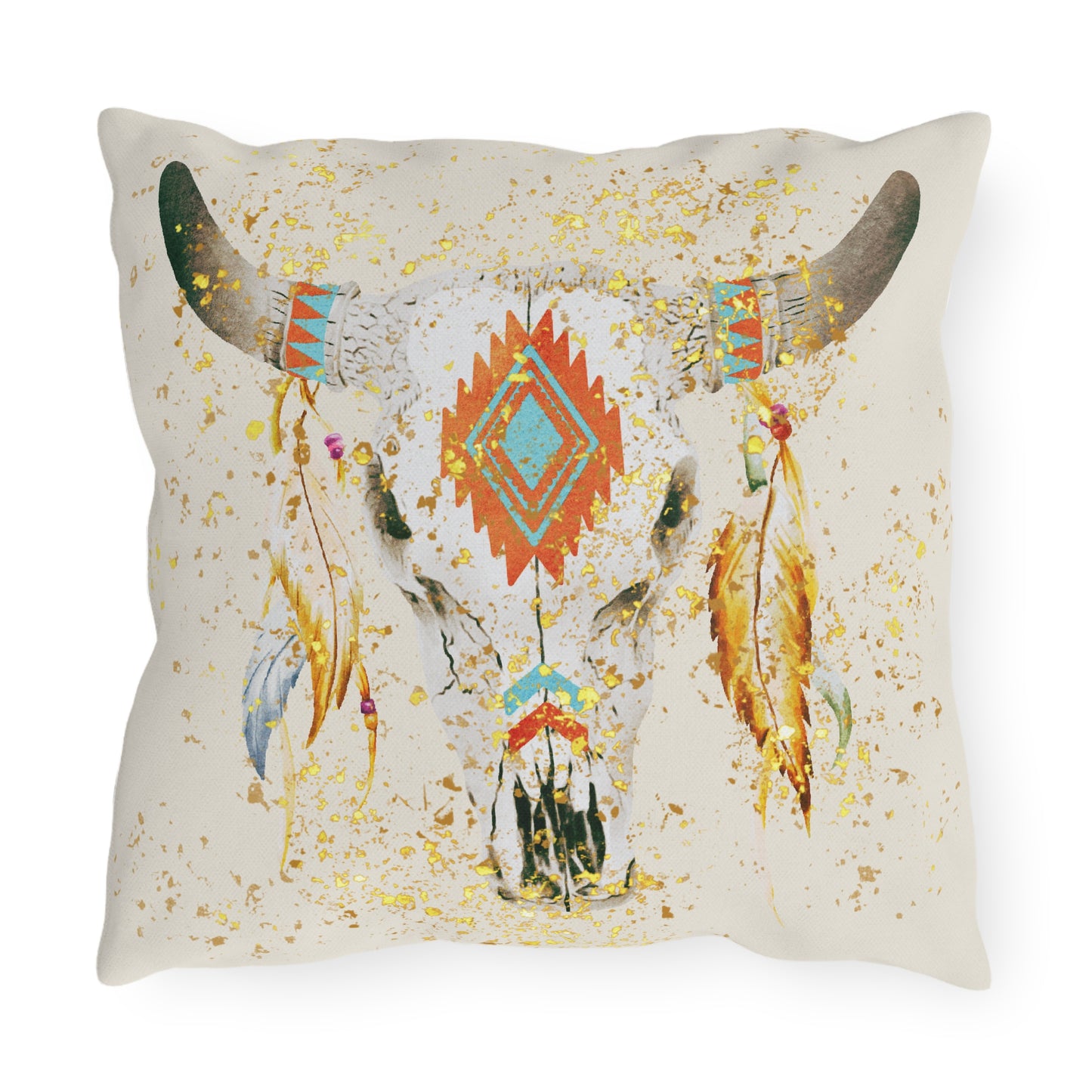 Boho Western Waterproof, Spill Proof Pillow, Indoor, Outdoor, Rustic Western Decor, Southwestern Home