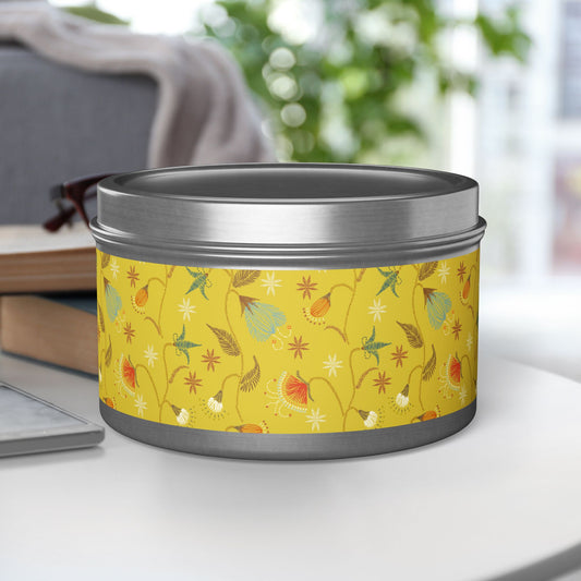 Boho Floral Tin Candle - Aromatic Home and Travel Decor for Relaxation, Eco-Friendly, Sustainable