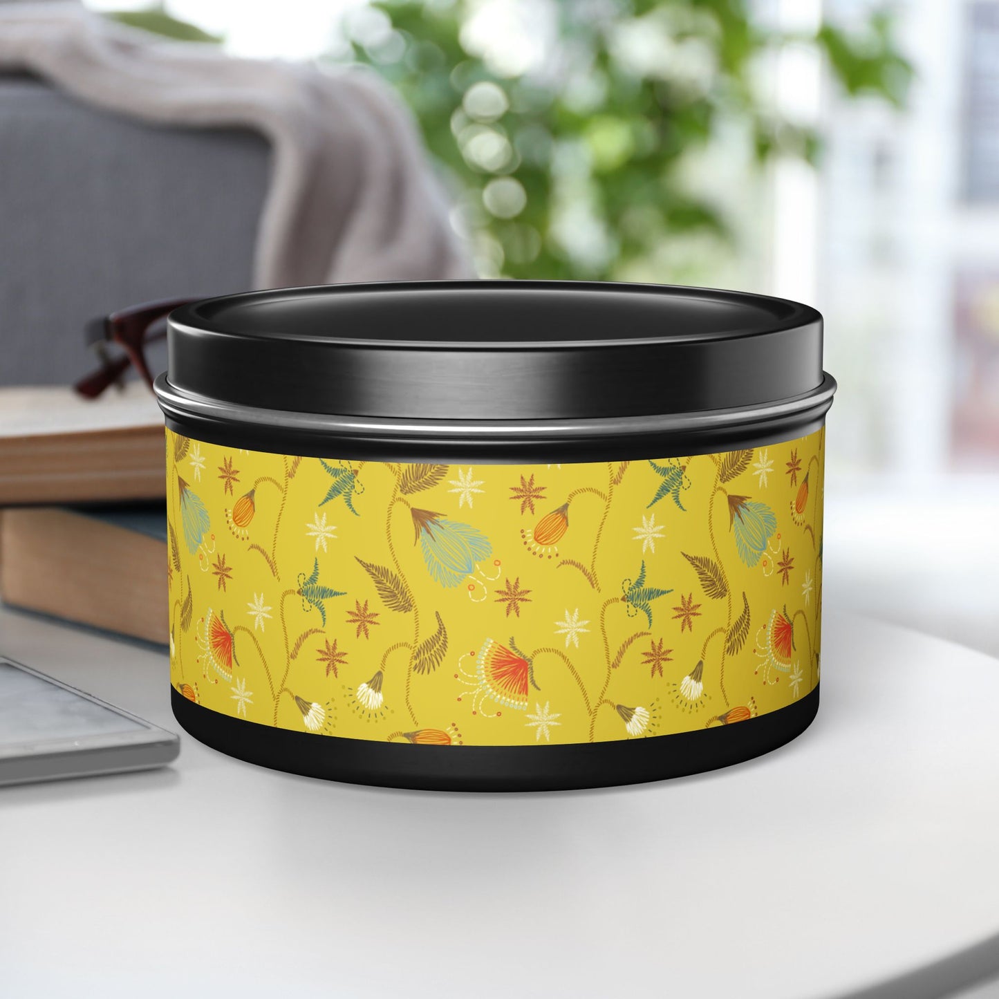 Boho Floral Tin Candle - Aromatic Home and Travel Decor for Relaxation, Eco-Friendly, Sustainable