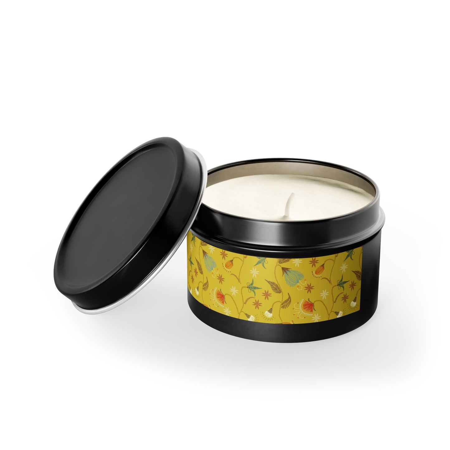 Boho Floral Tin Candle - Aromatic Home and Travel Decor for Relaxation, Eco-Friendly, Sustainable