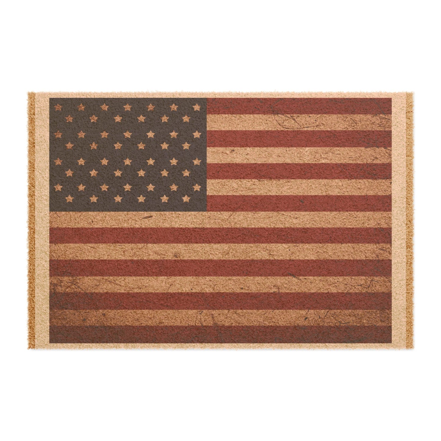 Vintage American Flag Doormat, Patriotic Coconut Fiber Welcome Mat