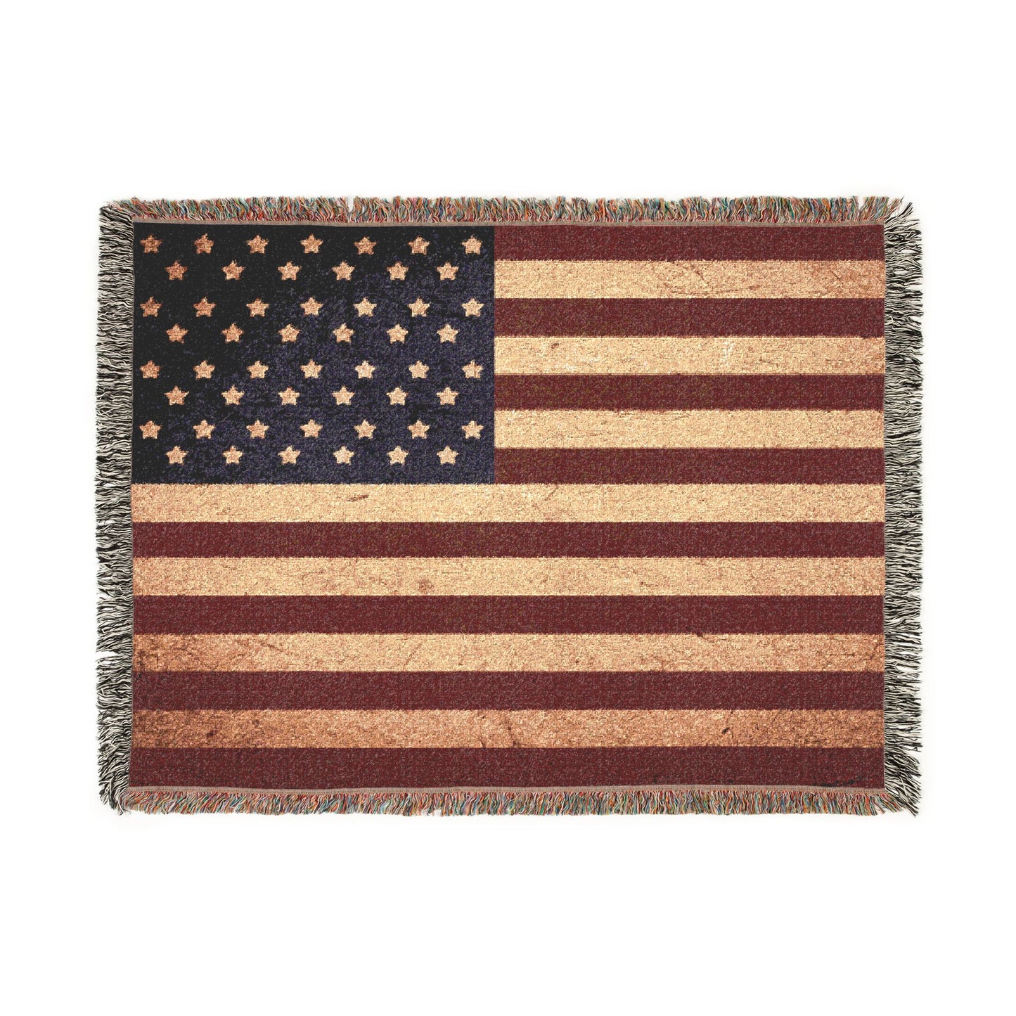 Patriotic USA Flag Woven Blanket — 100% Cotton Cozy Throw (Made in USA, Eco-Friendly)