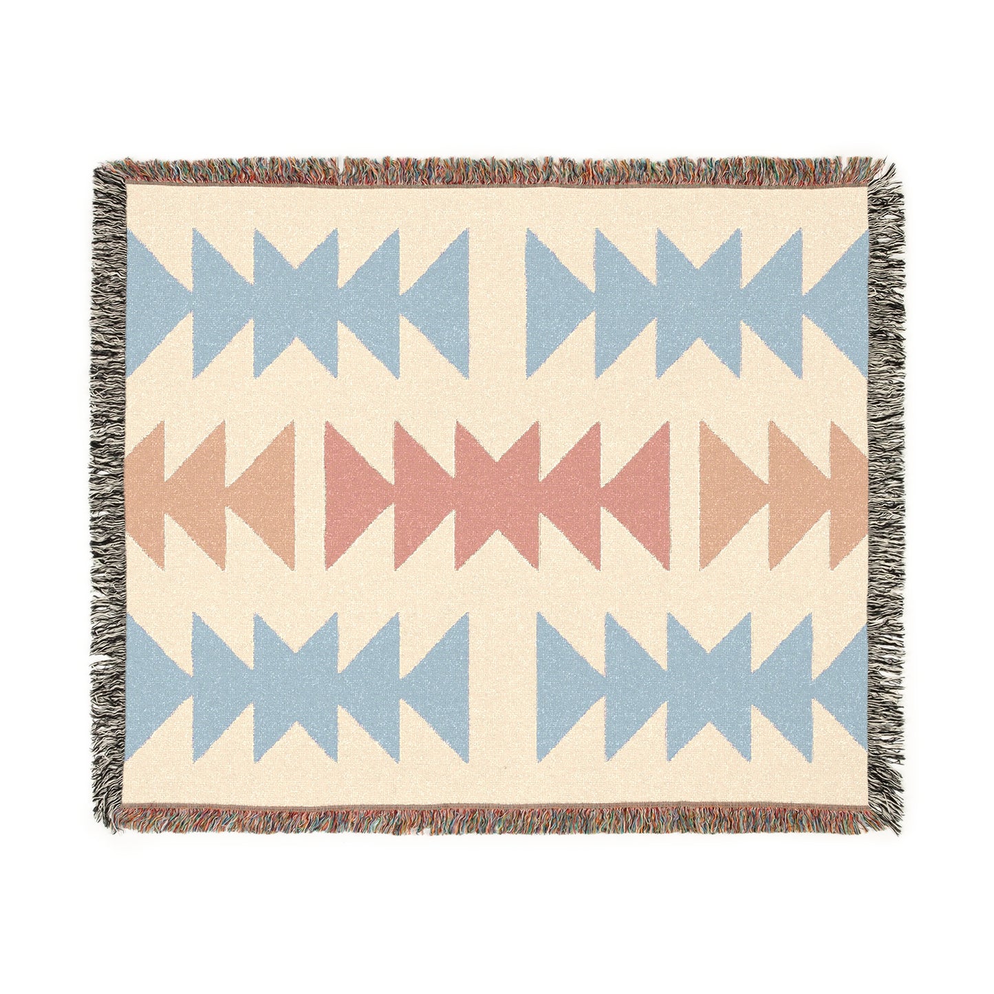 Western Boho Woven Beach Picnic Festival Blanket Southwest Decor Cotton Throw - Native Inspired Design with Tassel, Eco-Friendly, Sustainable