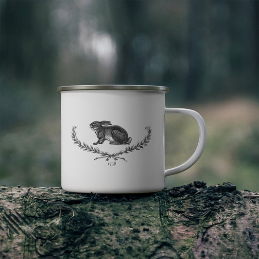 Minimalist Farmhouse Vintage Rabbit Stainless Steel Eco Enameled Mug, Eco-Friendly, Sustainable