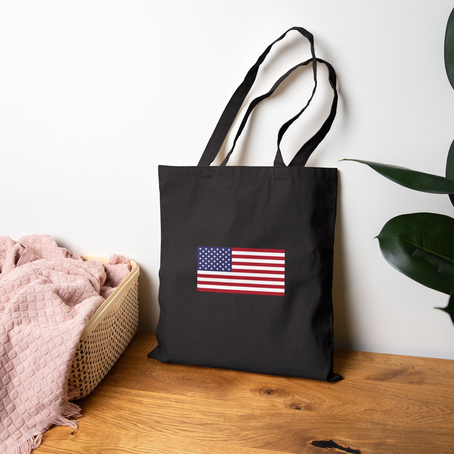 American Flag Cotton Canvas Tote Bag — Reusable Eco-Friendly Grocery Tote