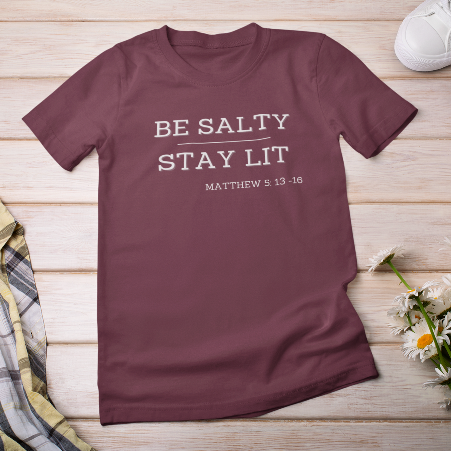Be Salty Stay Lit Cotton T-Shirt, Eco-Friendly, Sustainable