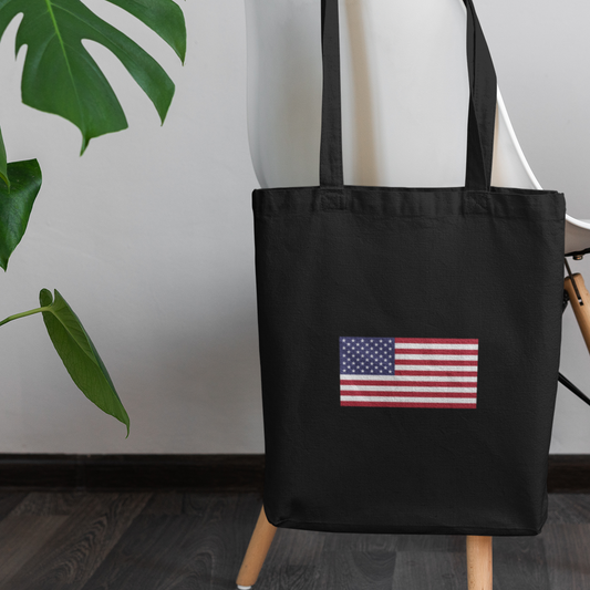 American Flag Cotton Canvas Reusable Tote Bag, Eco-Friendly, Sustainable