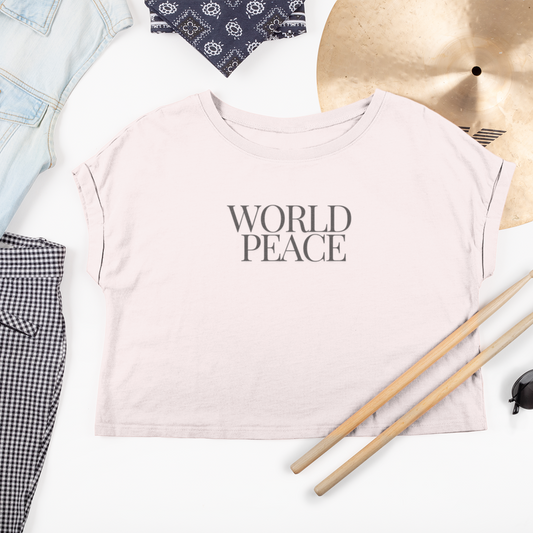 Organic Cotton World Peace Crop Top T-Shirt, Eco-Friendly, Sustainable