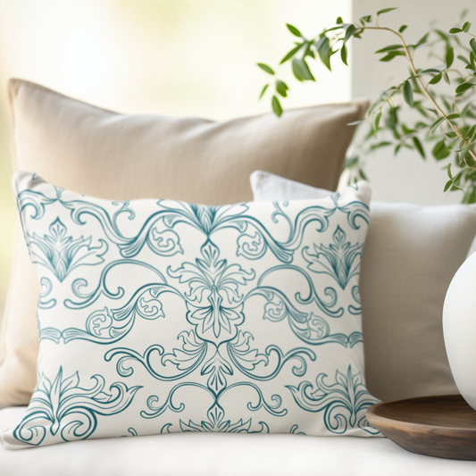 Vintage Minimalist Coastal Victorian Lumbar Throw Pillow, Eco-Friendly, Sustainable