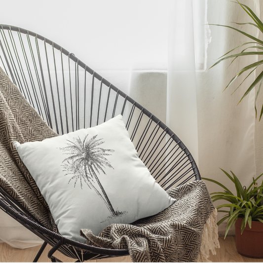 Vintage Palm Tree Throw Pillow, Eco-Friendly, Sustainable
