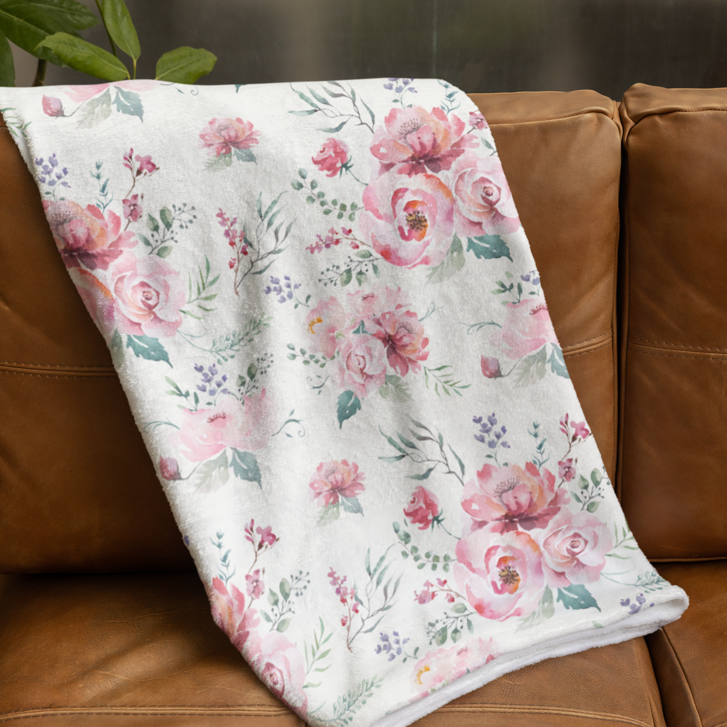 Antique Rose Plush Velveteen Throw Blanket, Medium Heavy-Weight, Eco-Friendly, Sustainable