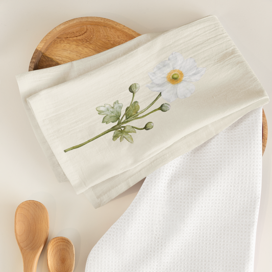Daisy Floral Cotton Tea Towels, Flower Kitchen Towels, Farmhouse, Cottage Décor, Flour Sack Towel, Dish Towel, Eco-Friendly, Sustainable