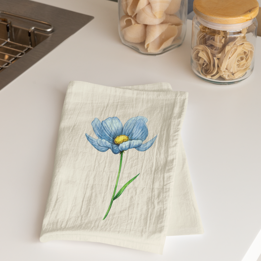 Blue Floral Cotton Kitchen Towels, Flower Kitchen Towels, Farmhouse, Cottage Décor, Flour Sack Towel, Dish Towel, Eco-Friendly, Sustainable