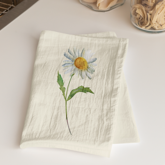 Daisy Floral Cotton Tea Towels, Flower Kitchen Towels, Farmhouse, Cottage Décor, Flour Sack Towel, Dish Towel, Eco-Friendly, Sustainable
