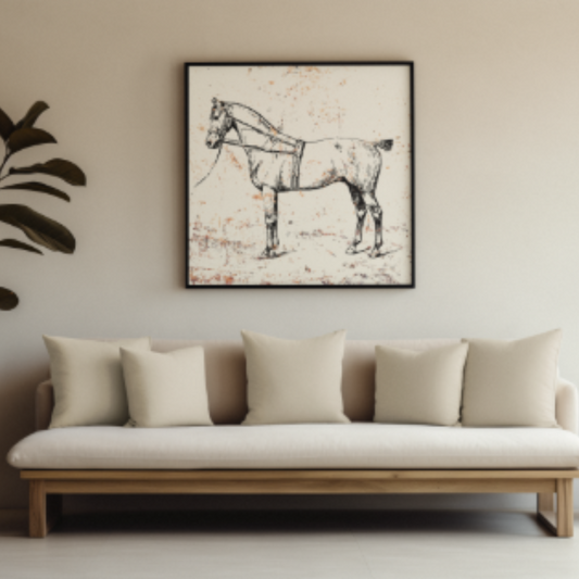 Antique Victorian Horse Tack Canvas, Rustic Wall Art Decor, Square Frame, Eco-Friendly, Sustainable