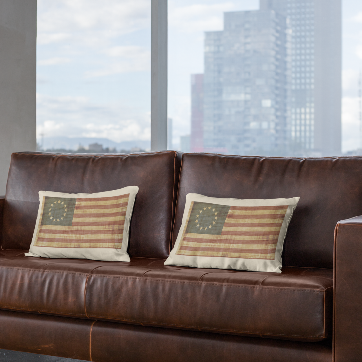 Vintage American Flag, Minimalist Farmhouse Throw Pillow, Eco-Friendly, Sustainable