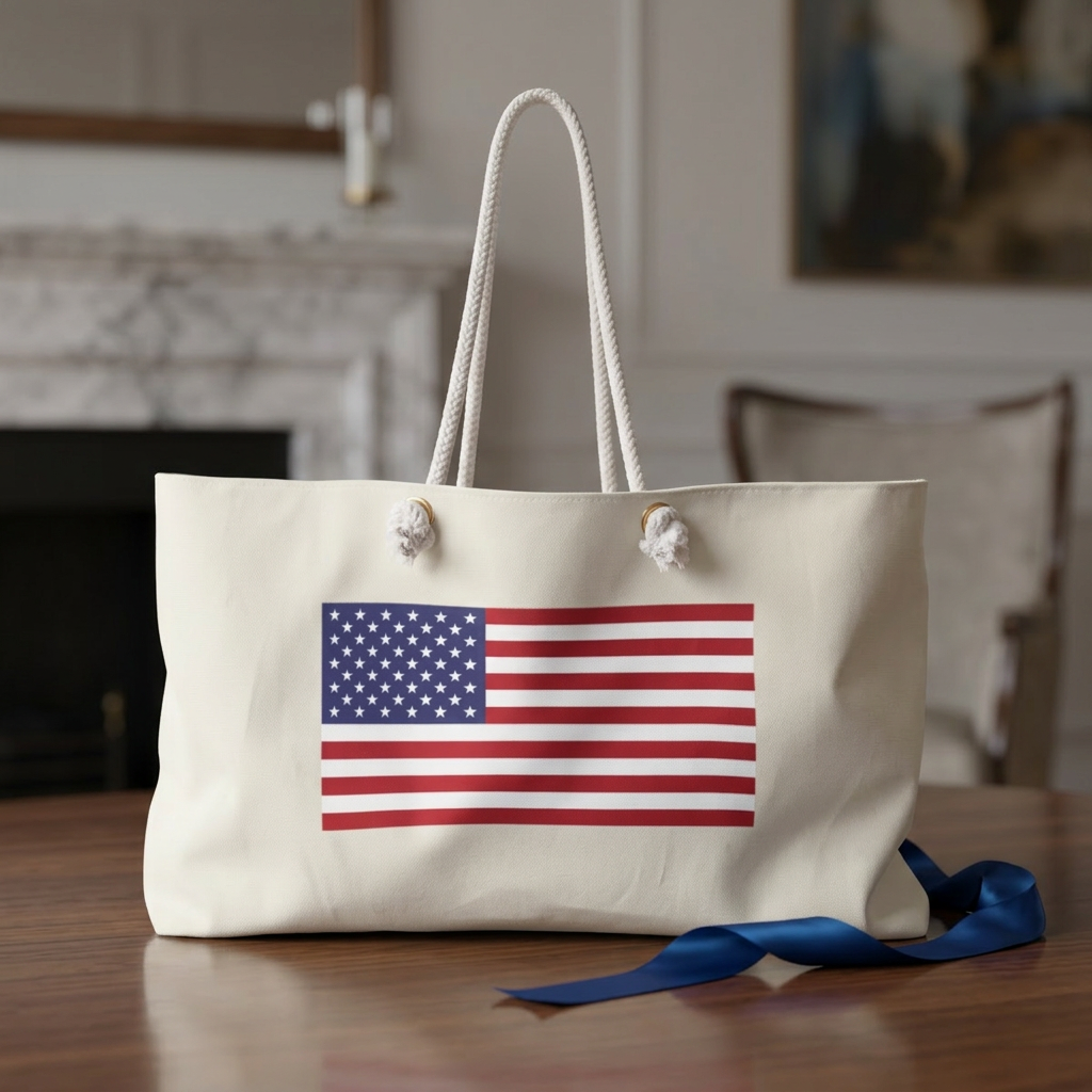 American Flag Weekender Tote Bag, Eco-Friendly Sustainable Travel Tote
