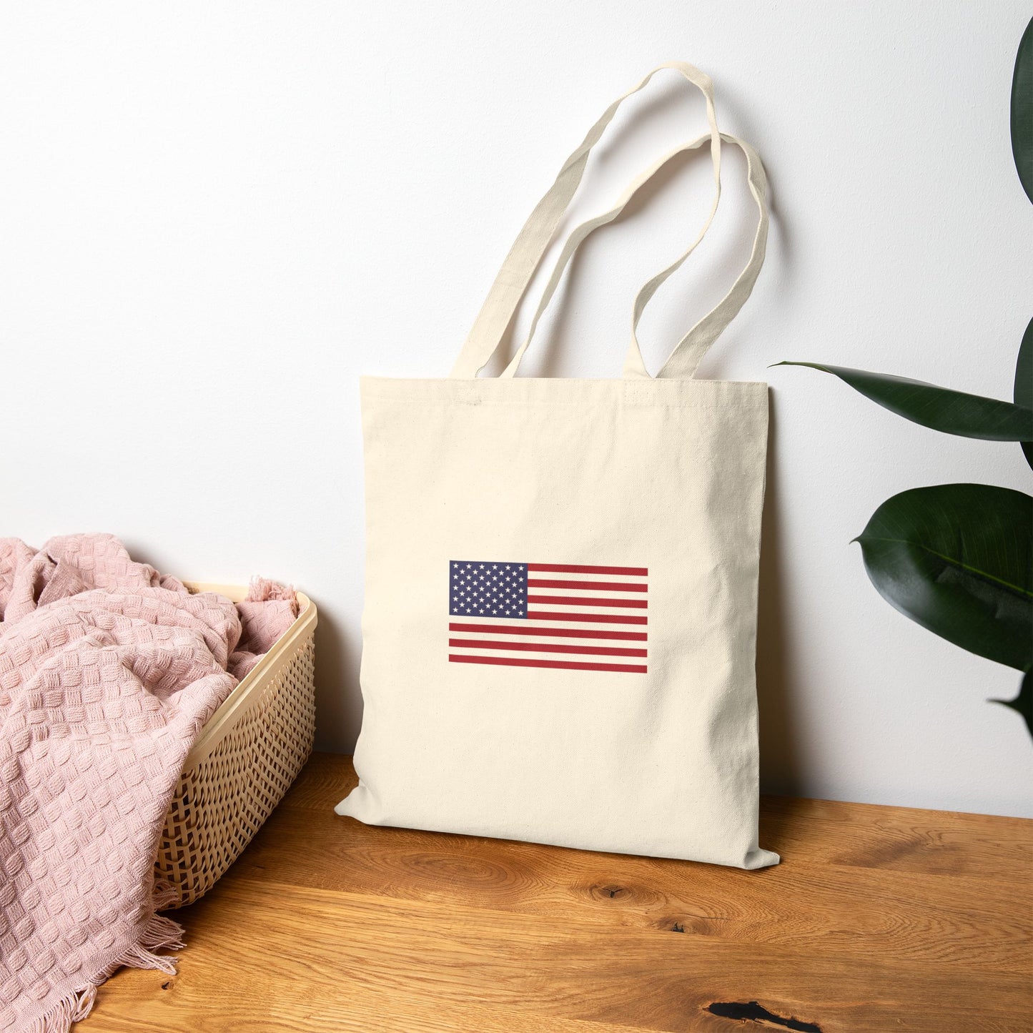American Flag Cotton Canvas Tote Bag — Reusable Eco-Friendly Grocery Tote