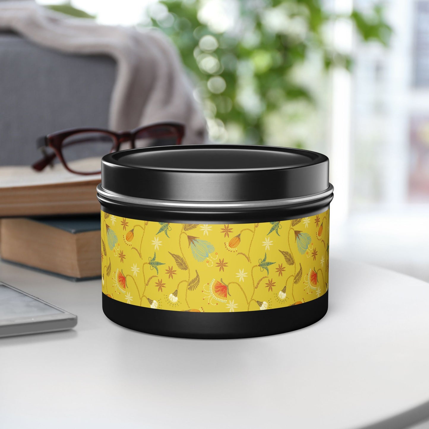Boho Floral Tin Candle - Aromatic Home and Travel Decor for Relaxation, Eco-Friendly, Sustainable