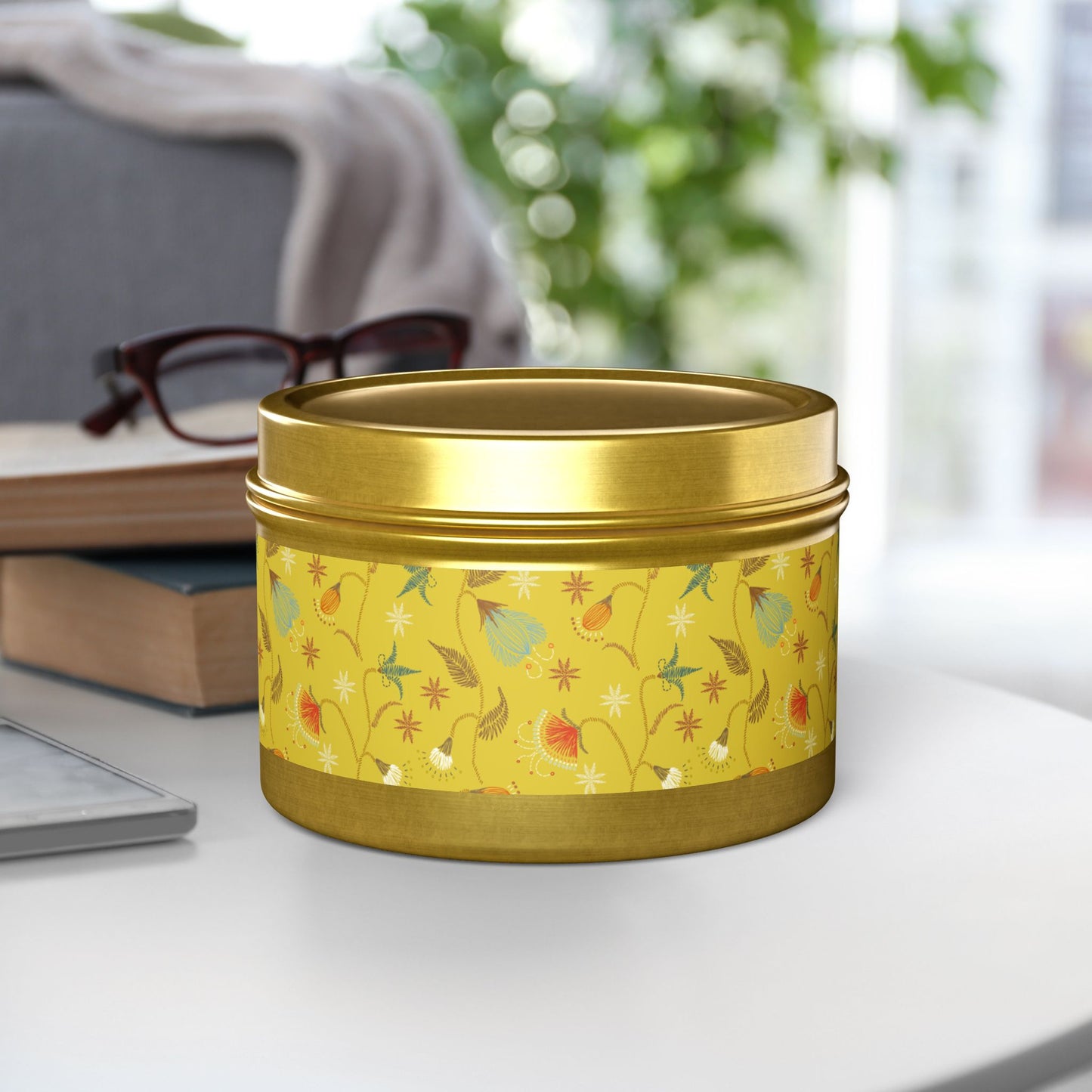 Boho Floral Tin Candle - Aromatic Home and Travel Decor for Relaxation, Eco-Friendly, Sustainable