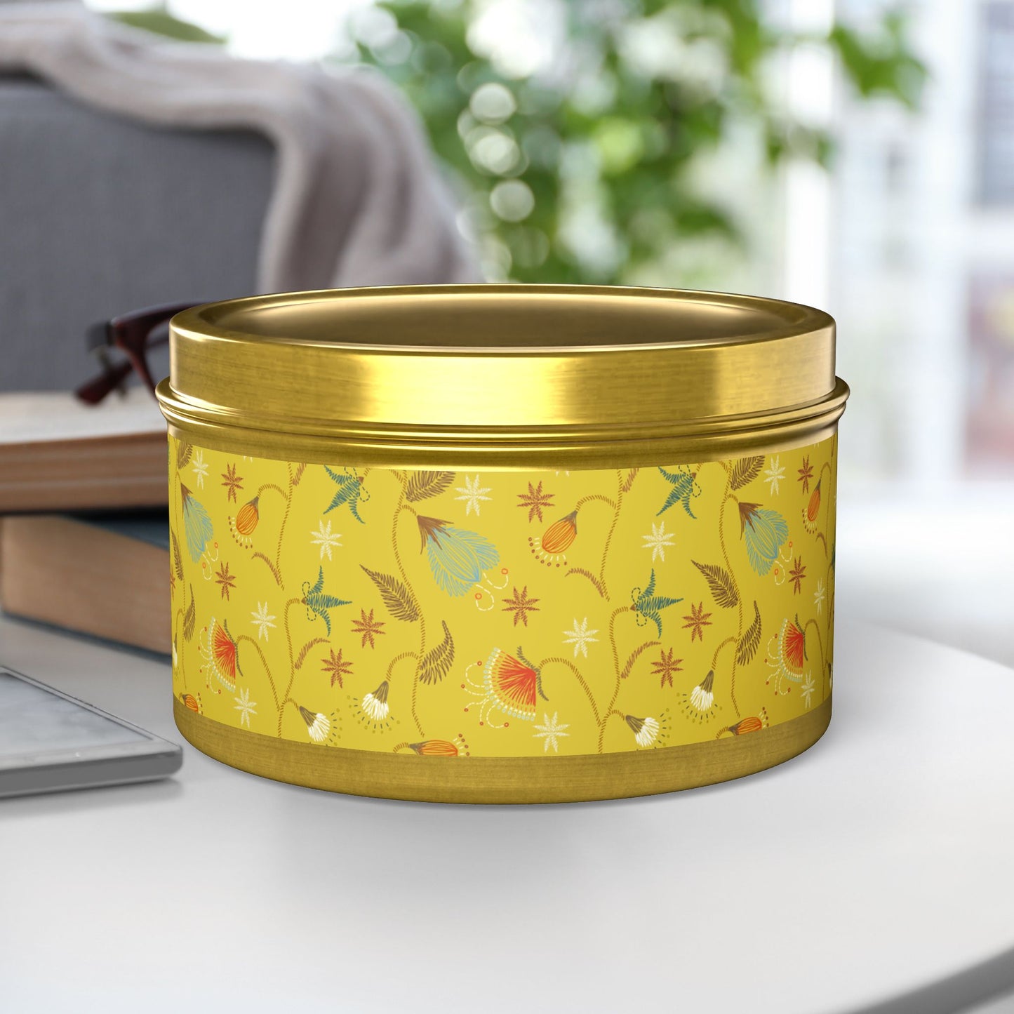 Boho Floral Tin Candle - Aromatic Home and Travel Decor for Relaxation, Eco-Friendly, Sustainable