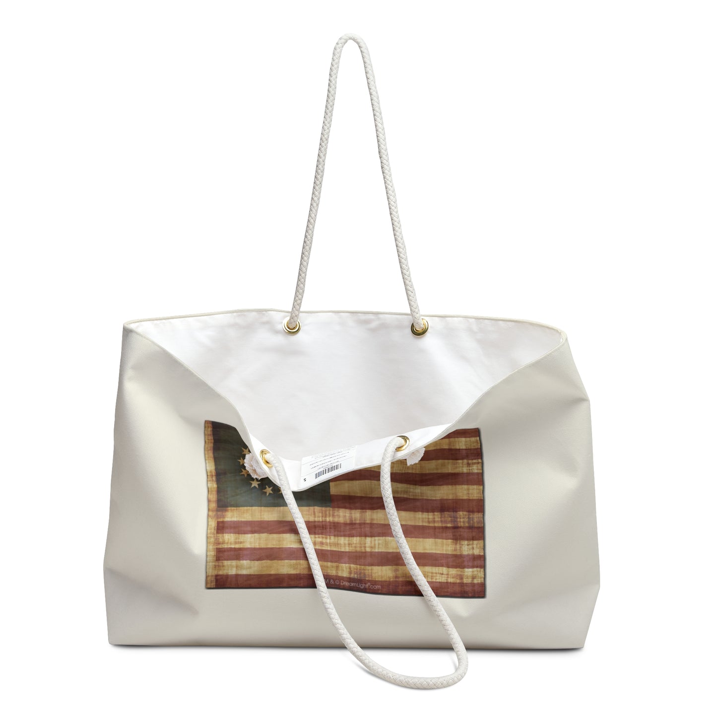 Vintage American Flag Weekender Bag, Eco-Friendly Sustainable Tote