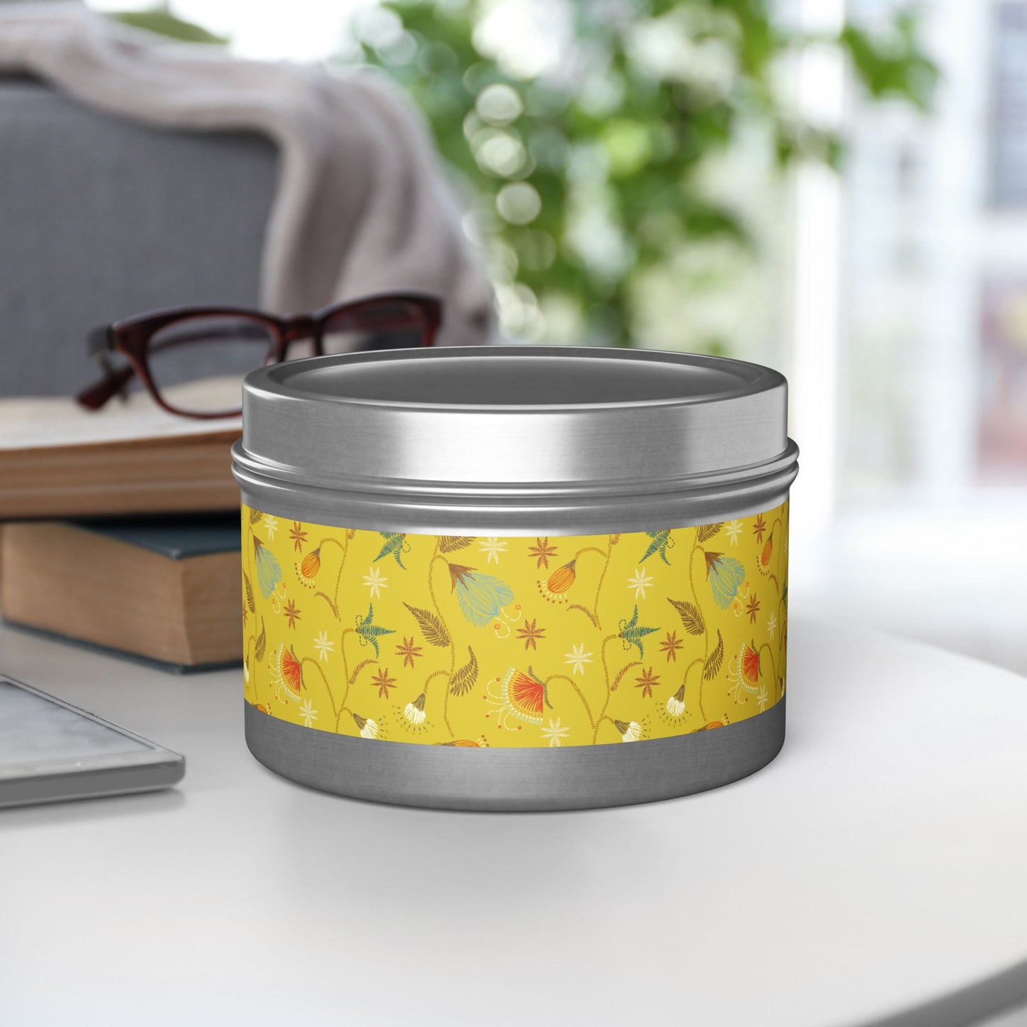 Boho Floral Tin Candle - Aromatic Home and Travel Decor for Relaxation, Eco-Friendly, Sustainable