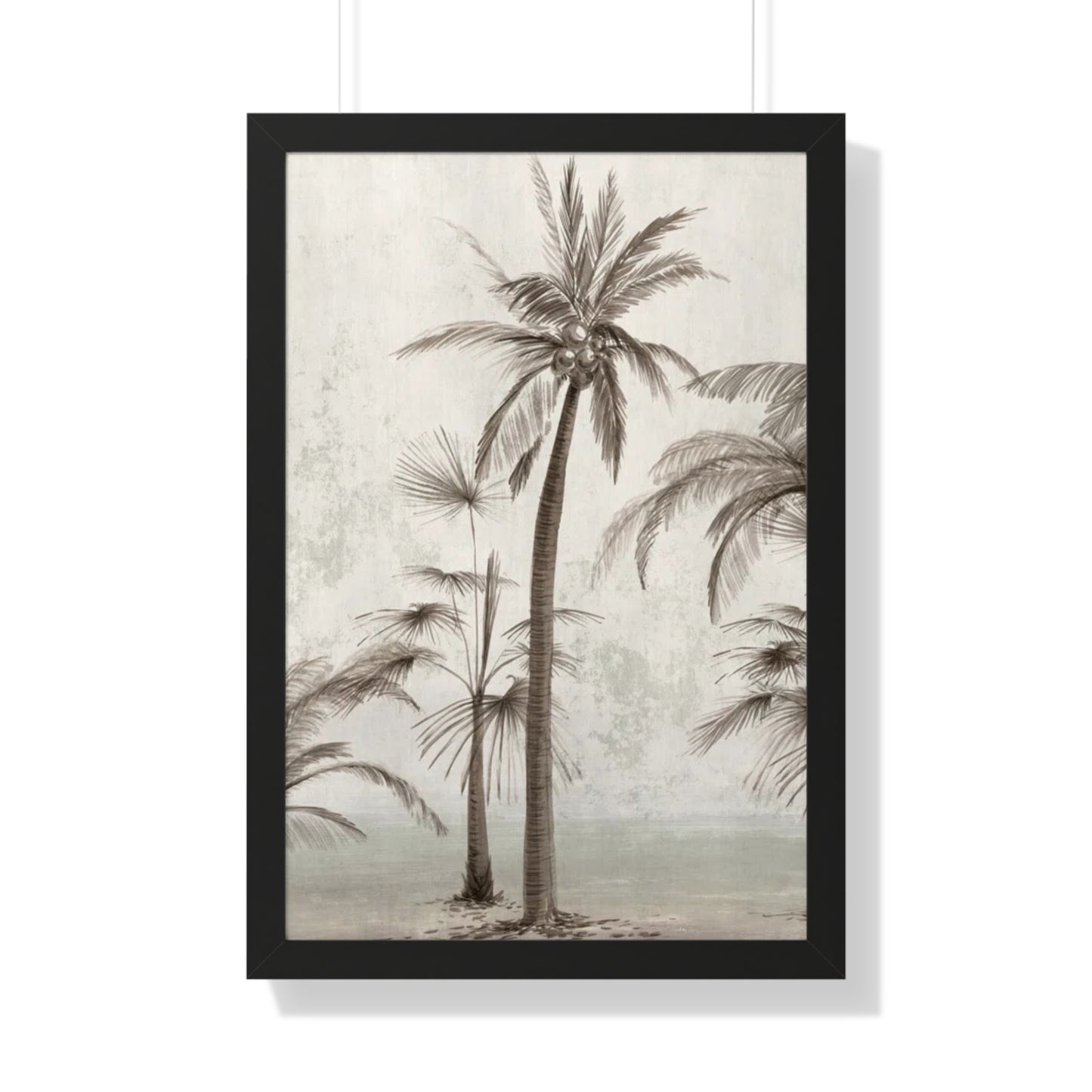 Coastal Minimalist Vintage Ian C. Palm Trees II Framed Museum Grade Art, Eco-Friendly, Sustainable