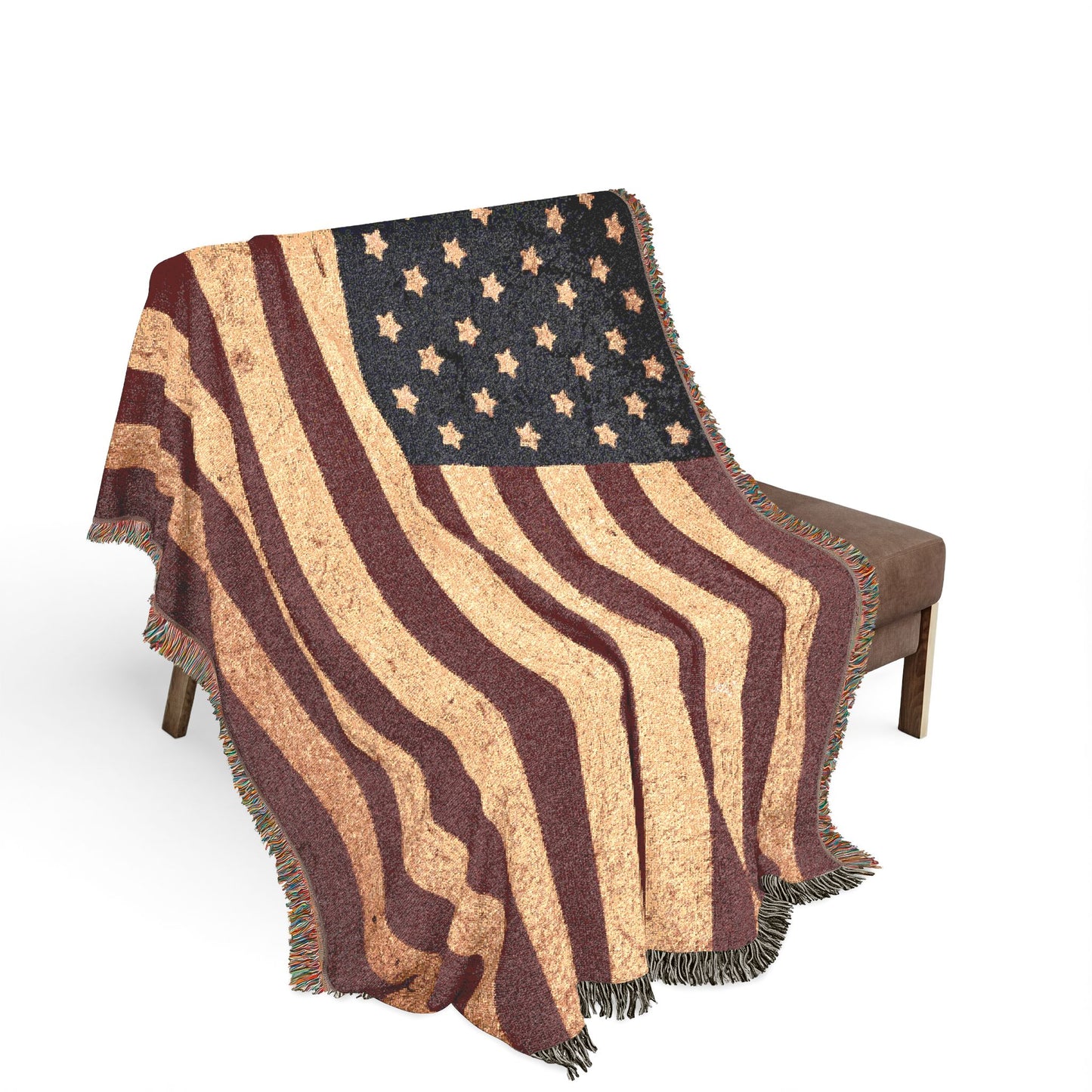 Patriotic USA Flag Woven Blanket — 100% Cotton Cozy Throw (Made in USA, Eco-Friendly)