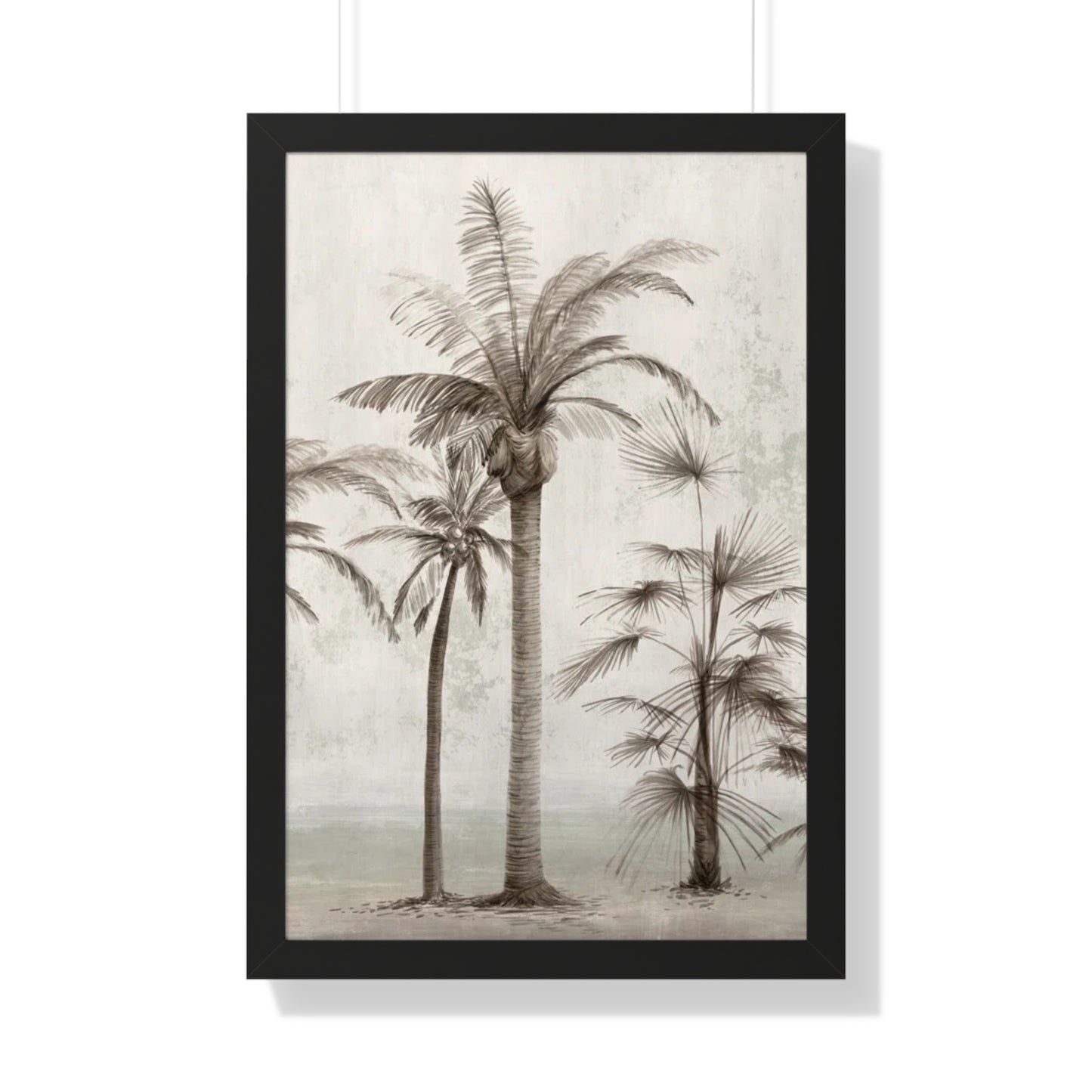 Coastal Minimalist Vintage Ian C. Palm Trees I Framed Museum Grade Art, Eco-Friendly, Sustainable