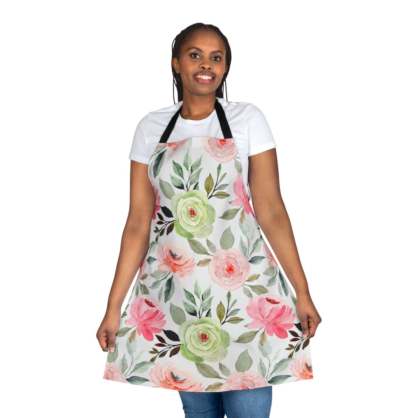 Rose Floral Kitchen Apron with Beige or Black Ties, Cooking, Baking, Crafting, Cleaning Apron, Eco-Friendly, Sustainable